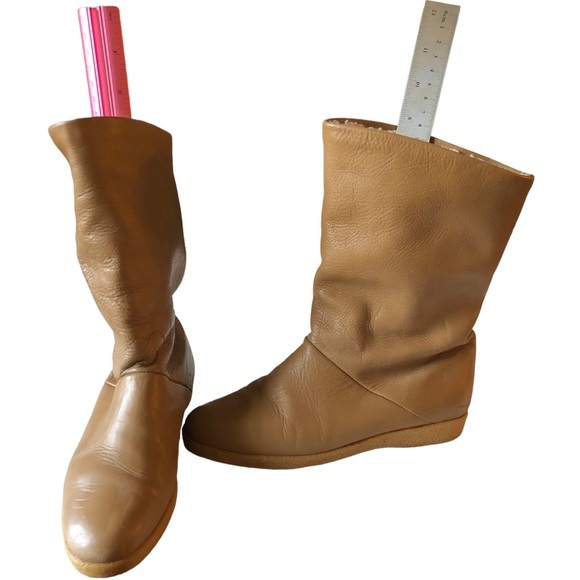 Vintage 1970s tan leather fleece lined snow boots women’s size 7 made in Italy - Picture 1 of 15